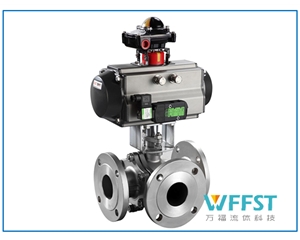 气动三通法兰球阀