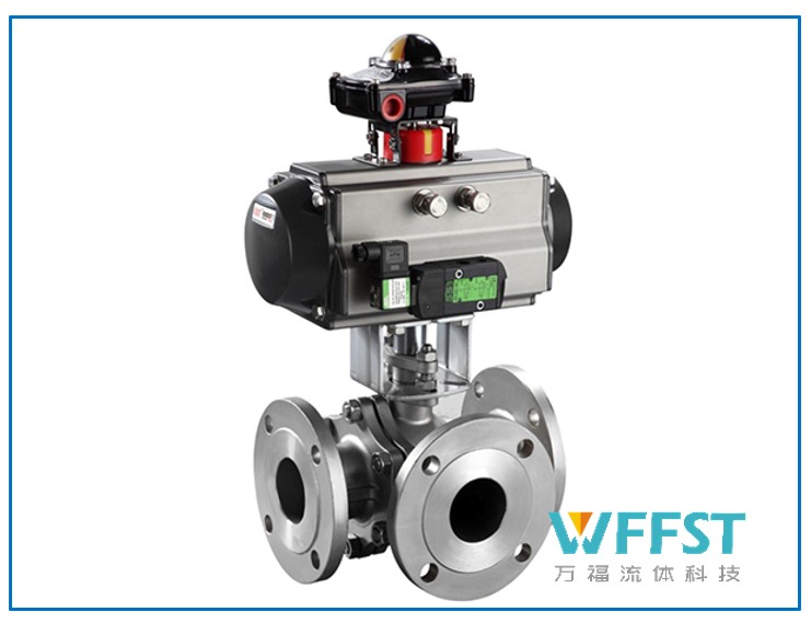 气动三通法兰球阀